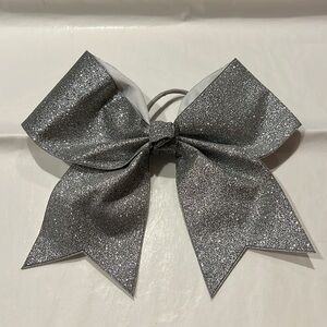 Glittery Silver Cheer Bow
